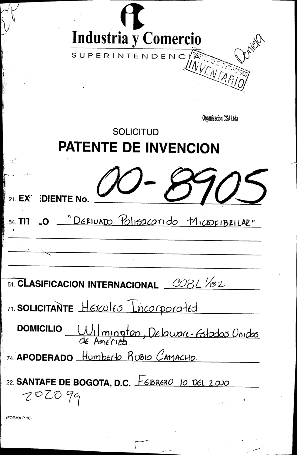 DERIVADO POLISACARIDO MICROFIBRILAR