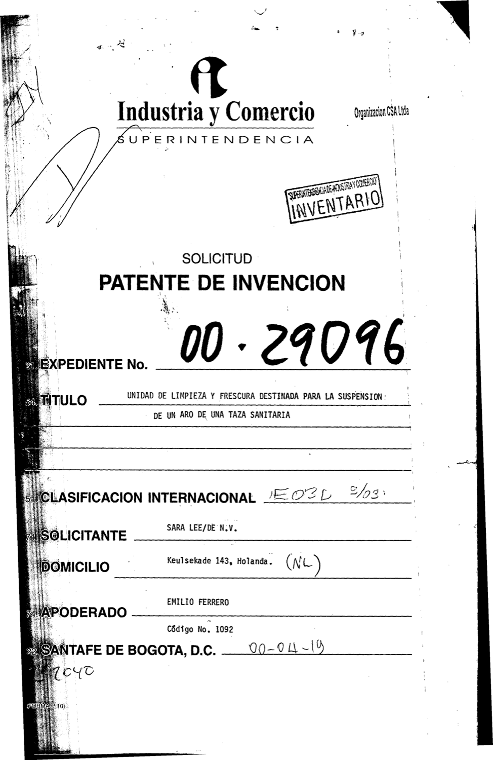 UNIDAD DE LIMPIEZA Y FRESCURA DESTINADA PARA LA SUSPENSION DE UN ARO DE UNA TAZA SANITARIA