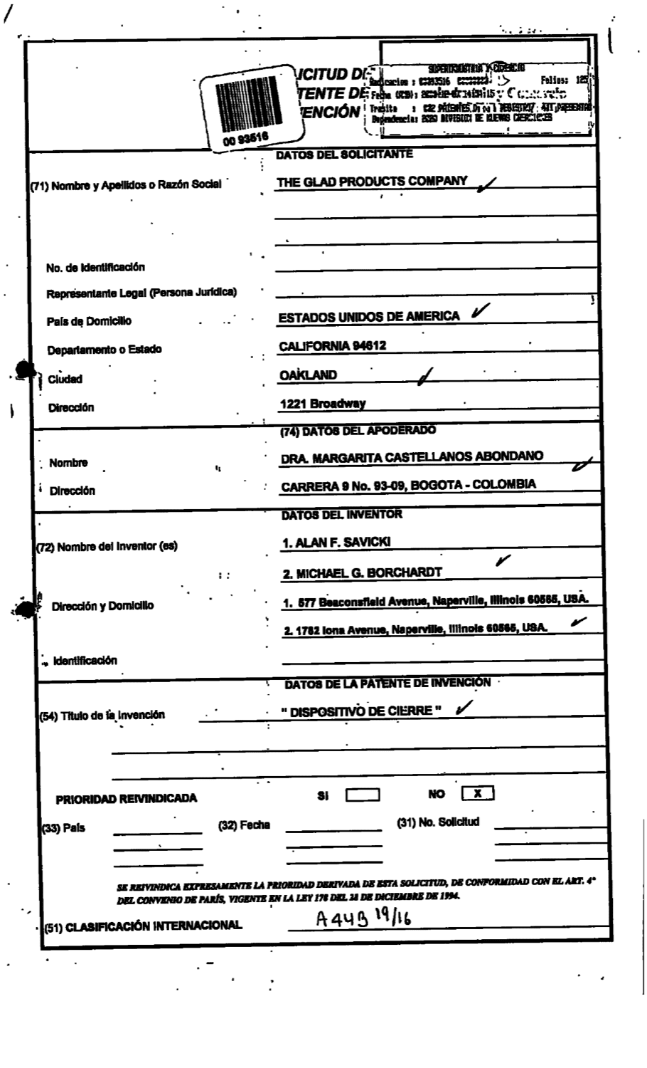 DISPOSITIVO DE CIERRE