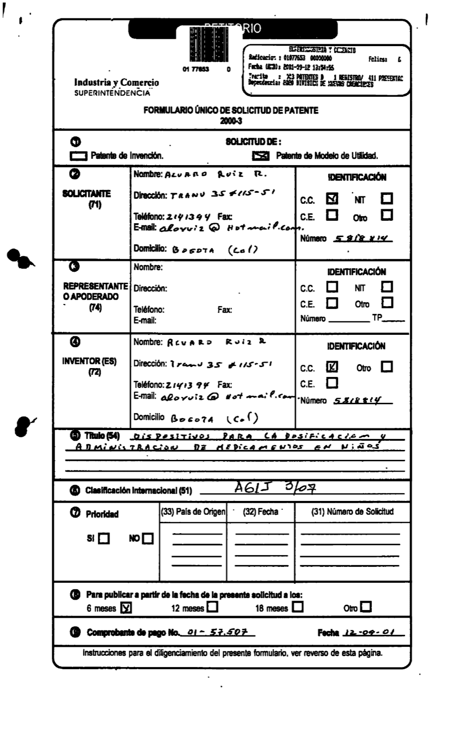 DISPOSITIVO PARA LA DOSIFICACION Y ADMINISTRACION DE MEDICAMENTOS EN NINOS