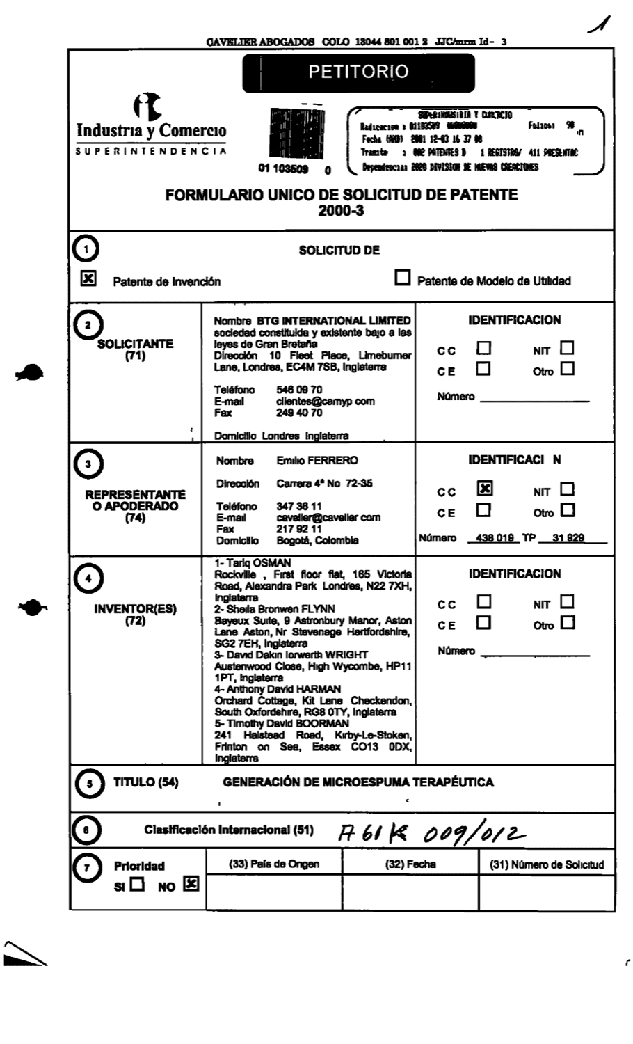 GENERACION DE MICROESPUMA TERAPEUTICA