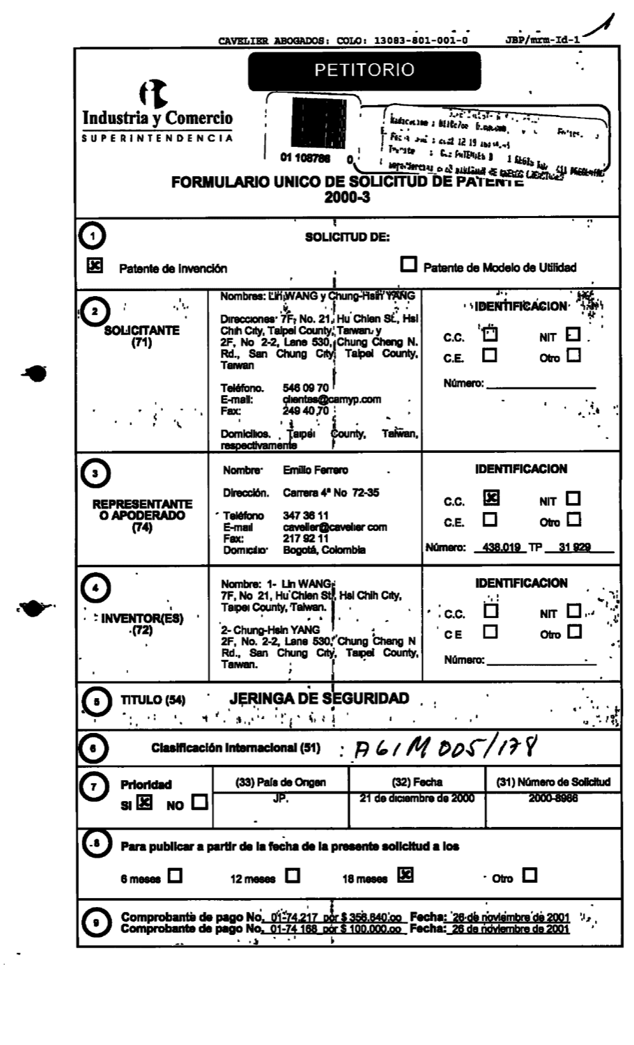 JERINGA DE SEGURIDAD
