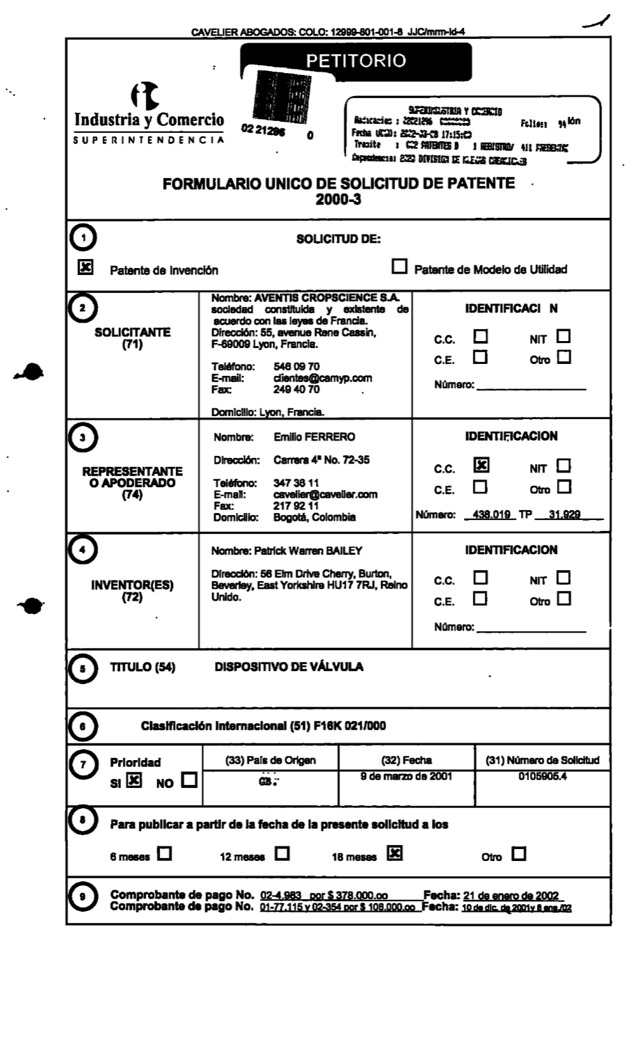 DISPOSITIVO DE VALVULA