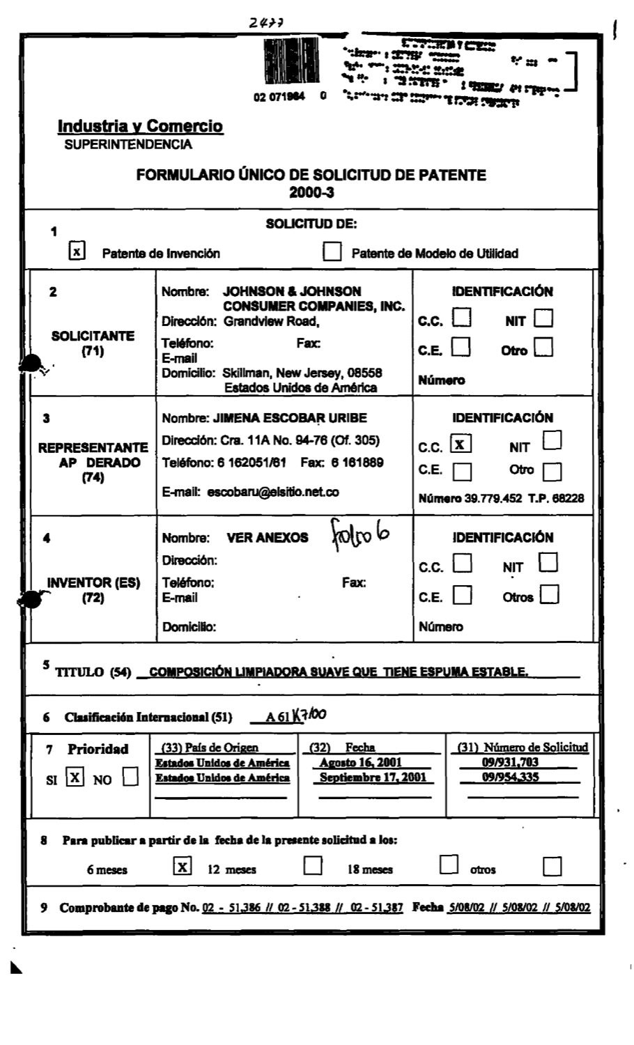 COMPOSICION LIMPIADORA SUAVE QUE TIENE ESPUMA ESTABLE