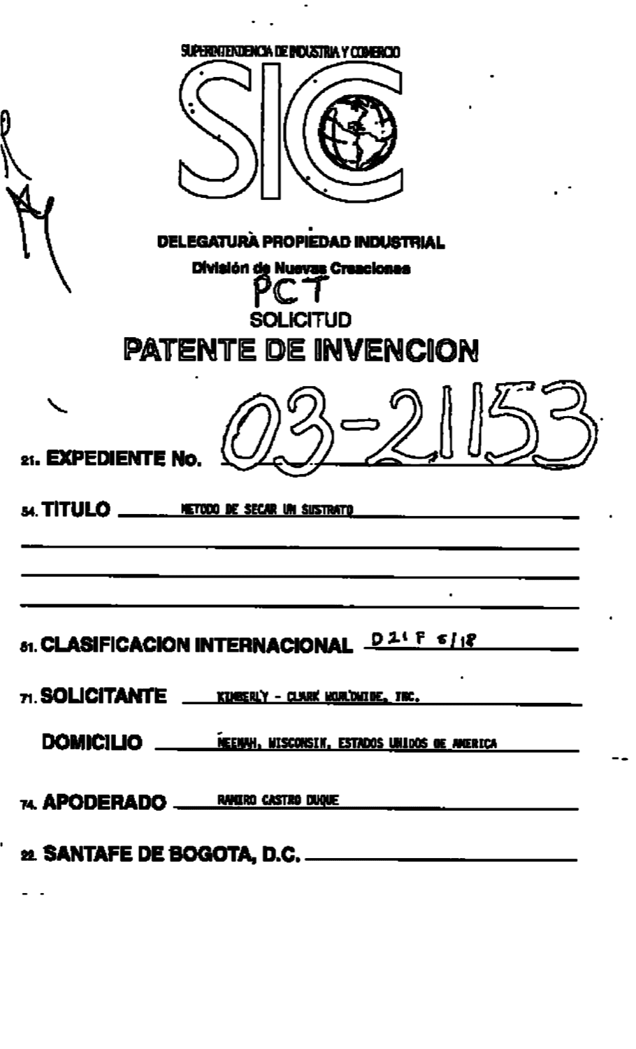 METODO PARA SECAR UN SUSTRATO
