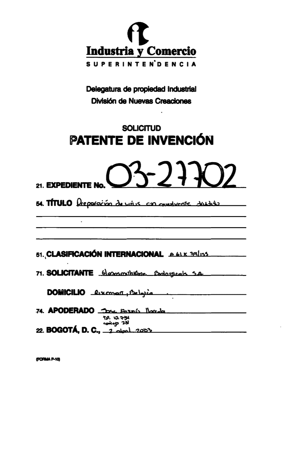 PREPARACION DE VIRUS CON ENVOLVENTE DIVIDIDO