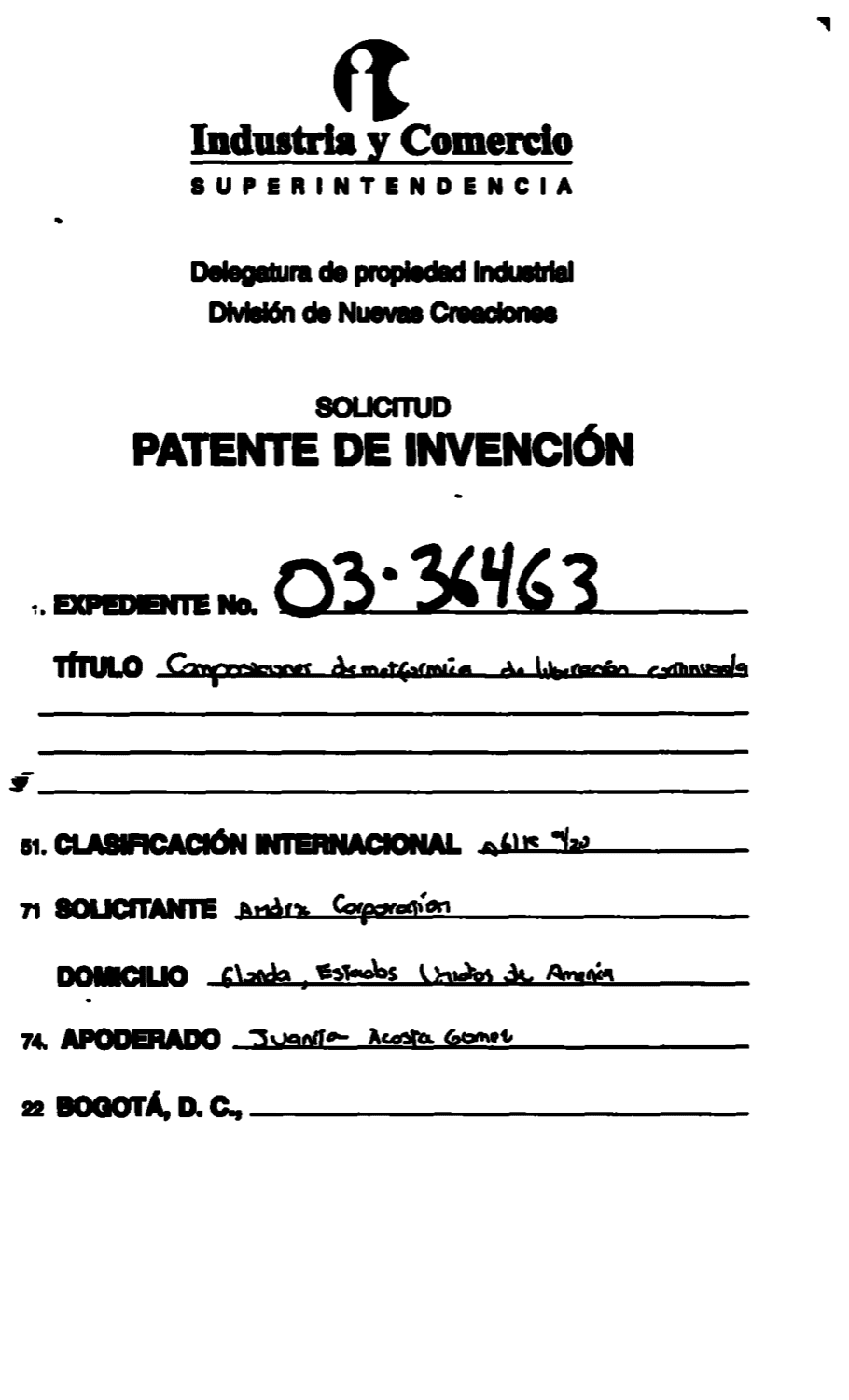 COMPOSICIONES DE METFORMINA DE LIBERACION CONTINUADA