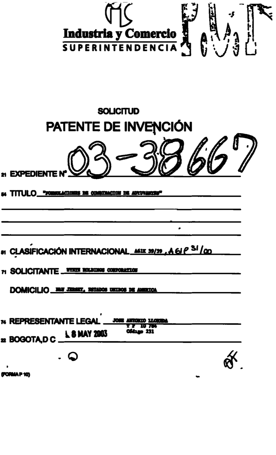 FORMULACIONES DE COMBINACION DE ADYUDANTES