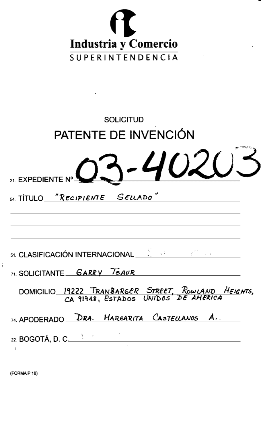 RECIPIENTE SELLADO