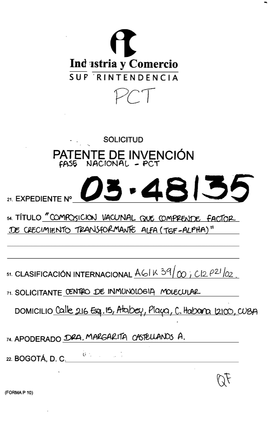 COMPOSICION VACUNAL QUE COMPRENDE FACTOR DE CRECIMIENTO TRANSFORMANTE ALFA (TGF-ALPHA)