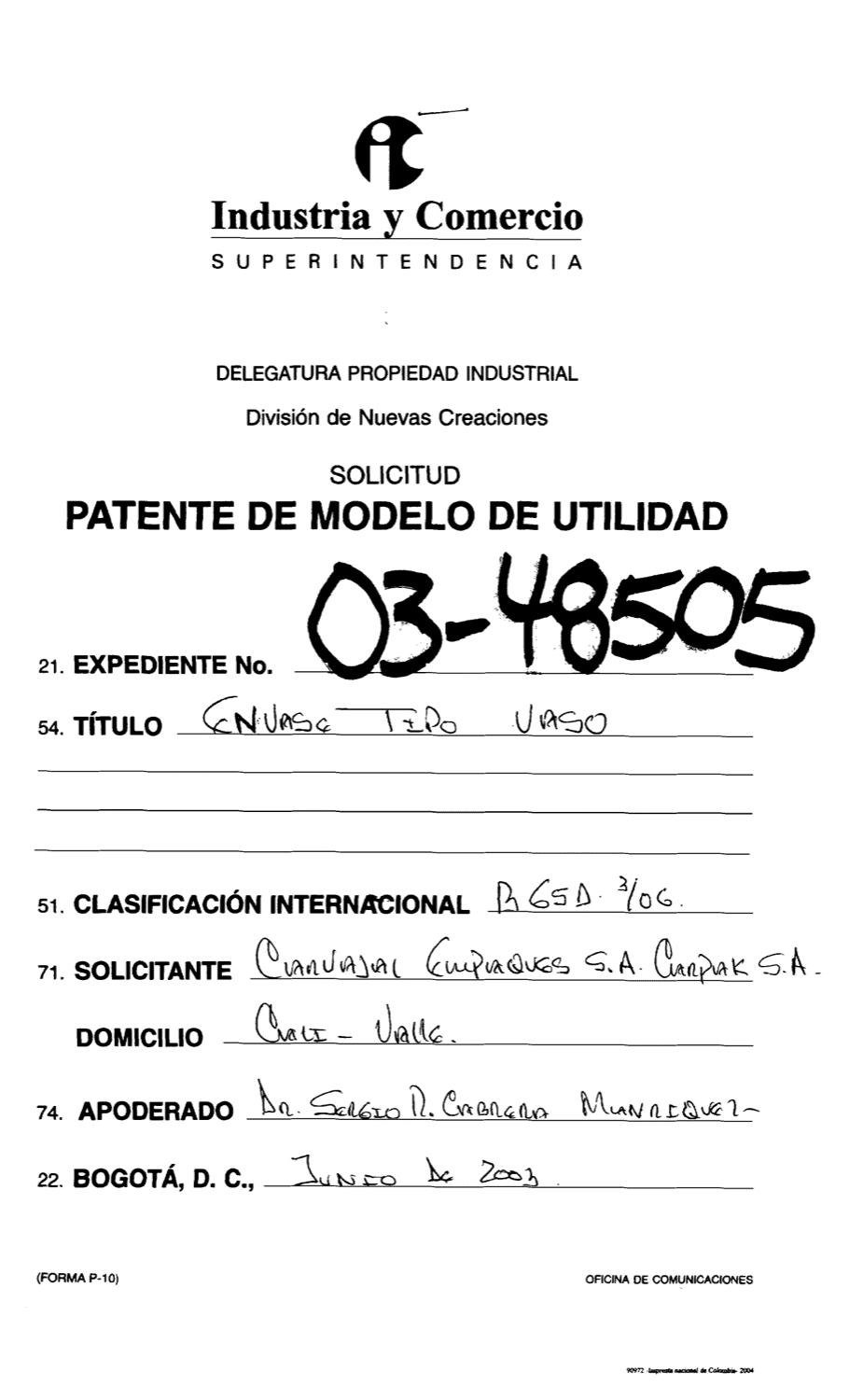 ENVASE TIPO VASO