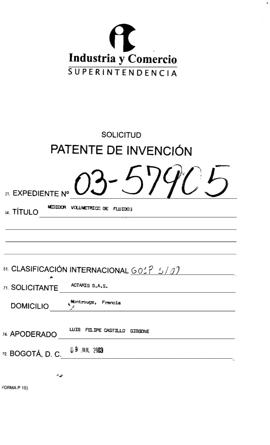 MEDIDOR VOLUMETRICO DE FLUIDOS