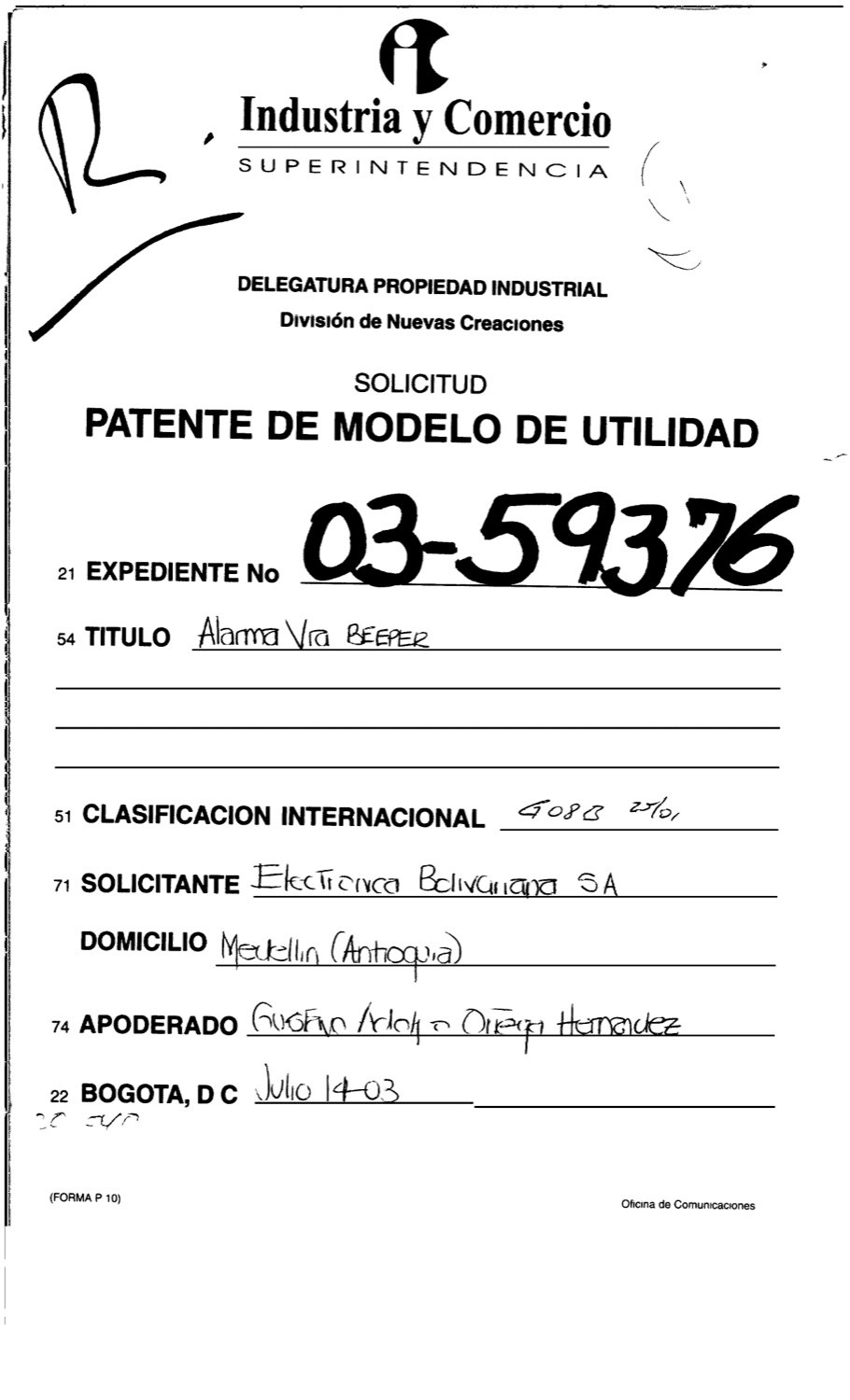 ALARMA VIA BEEPER