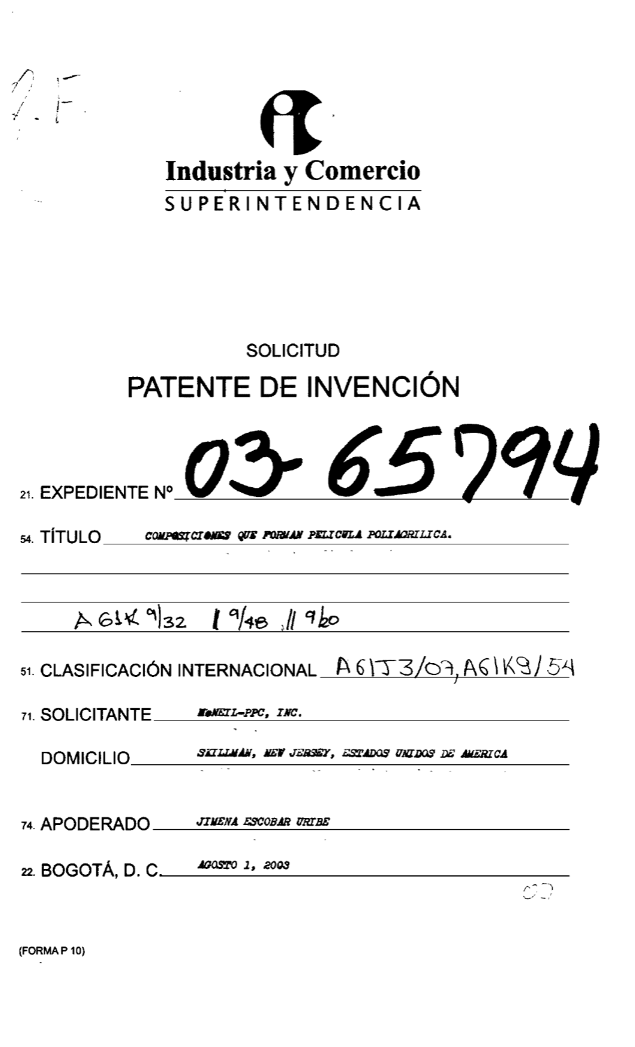COMPOSICIONES QUE FORMAN PELICULA POLIACRILICA