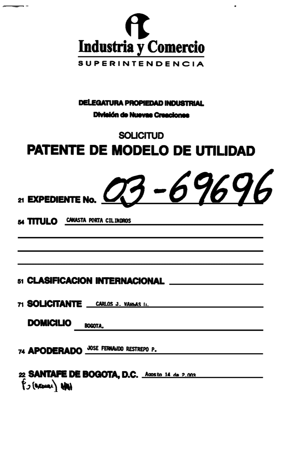 CANASTA PORTA CILINDROS