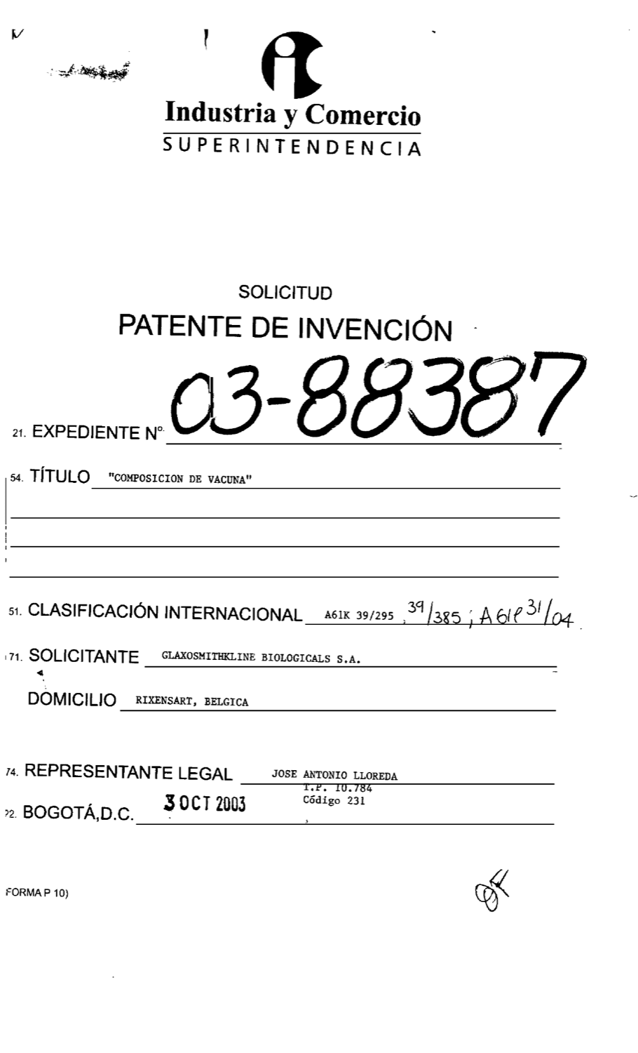 COMPOSICION DE VACUNA