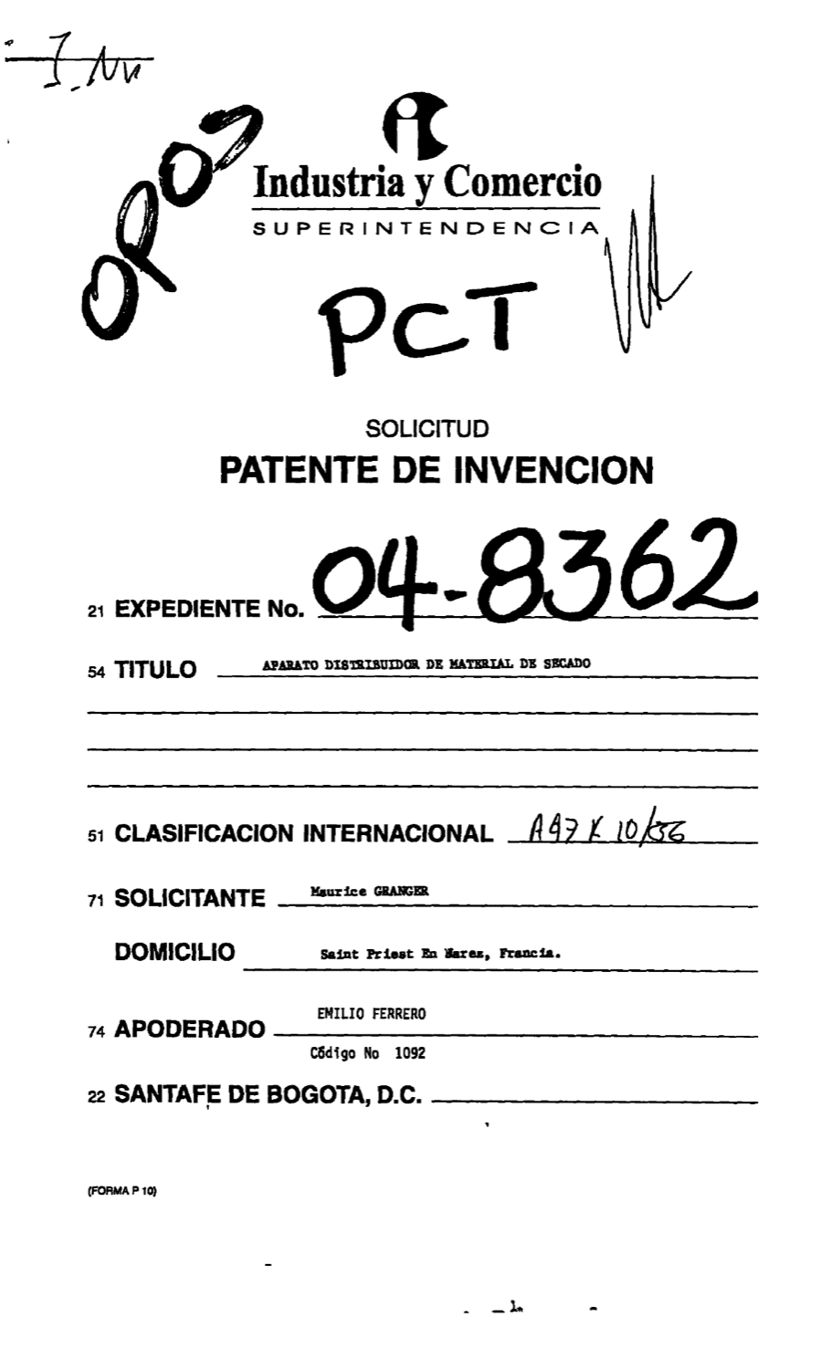 APARATO DISTRIBUIDOR DE MATERIAL DE SECADO
