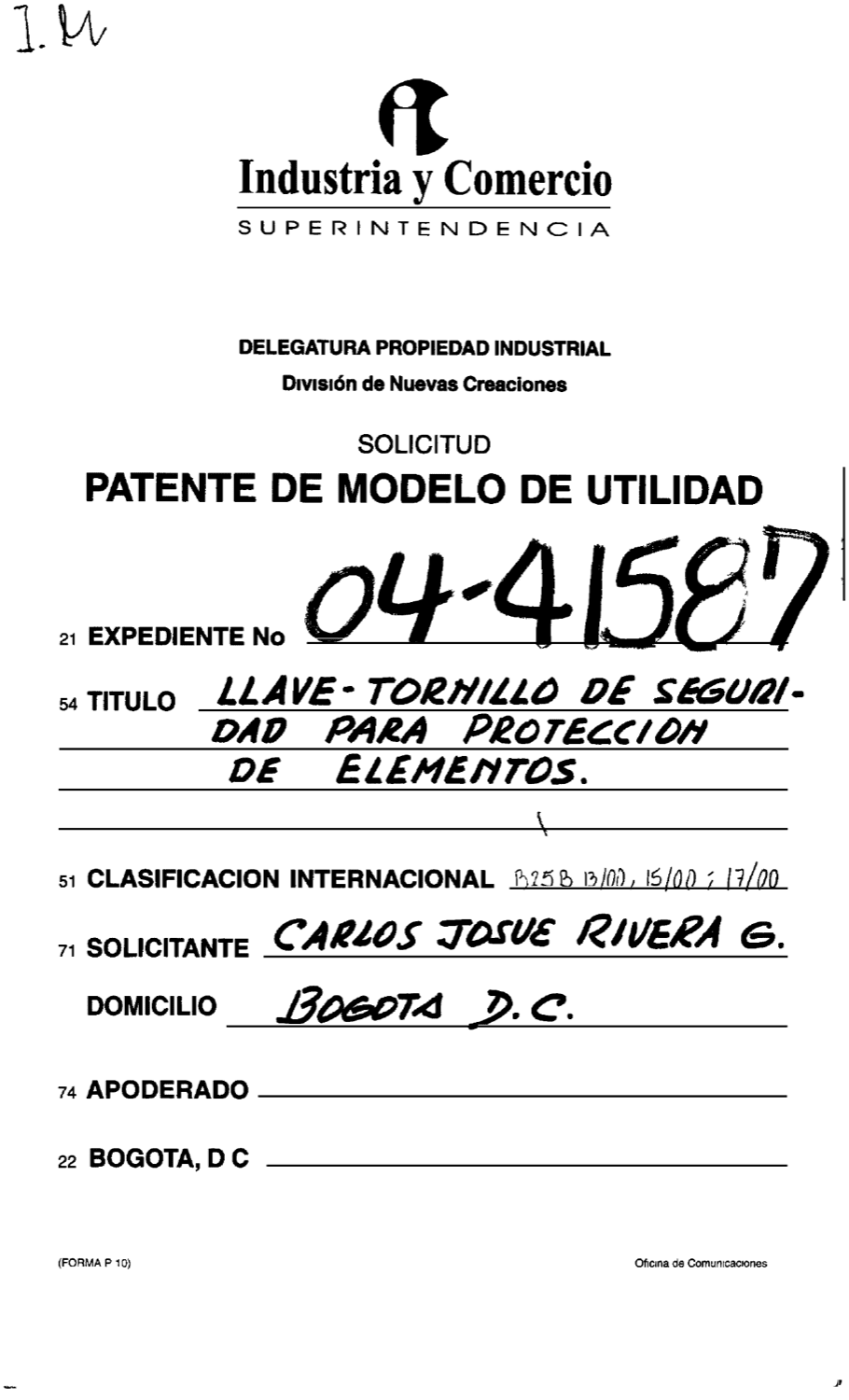 LLAVE TORNILLO DE SEGURIDAD PARA PROTECCION DE ELEMENTOS