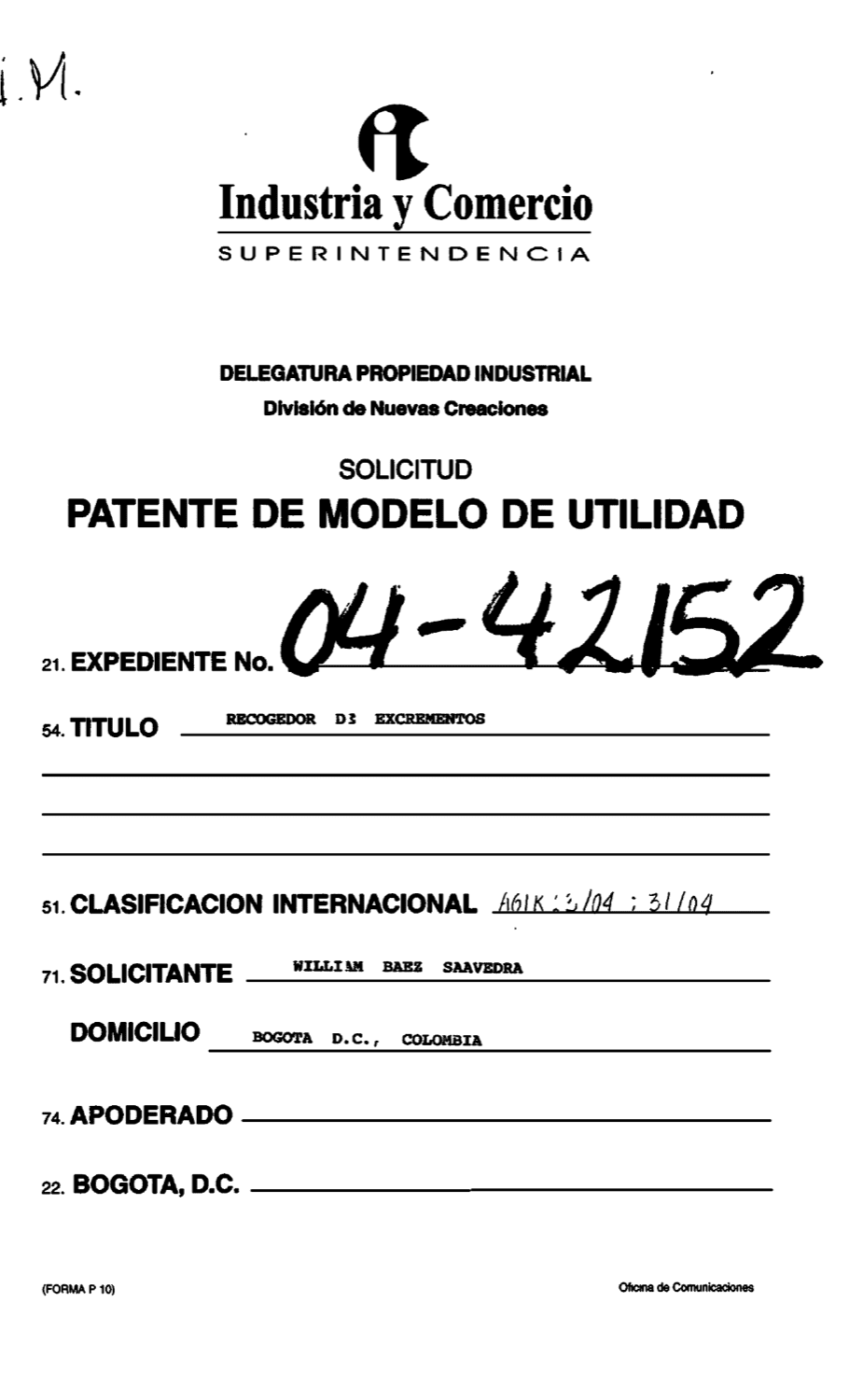 RECOGEDOR DE EXCREMENTOS