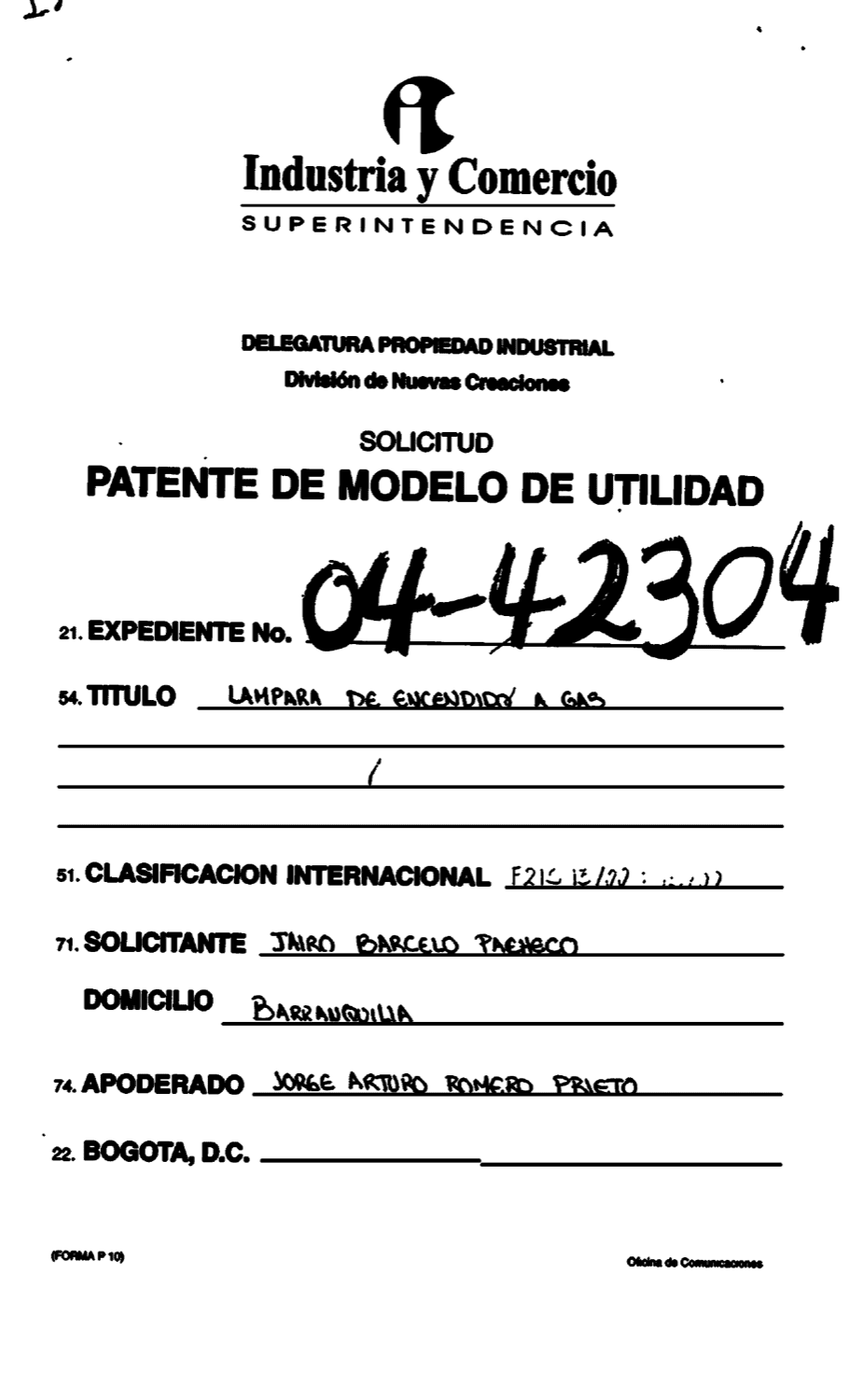 LAMPARA DE ENCENDIDO A GAS
