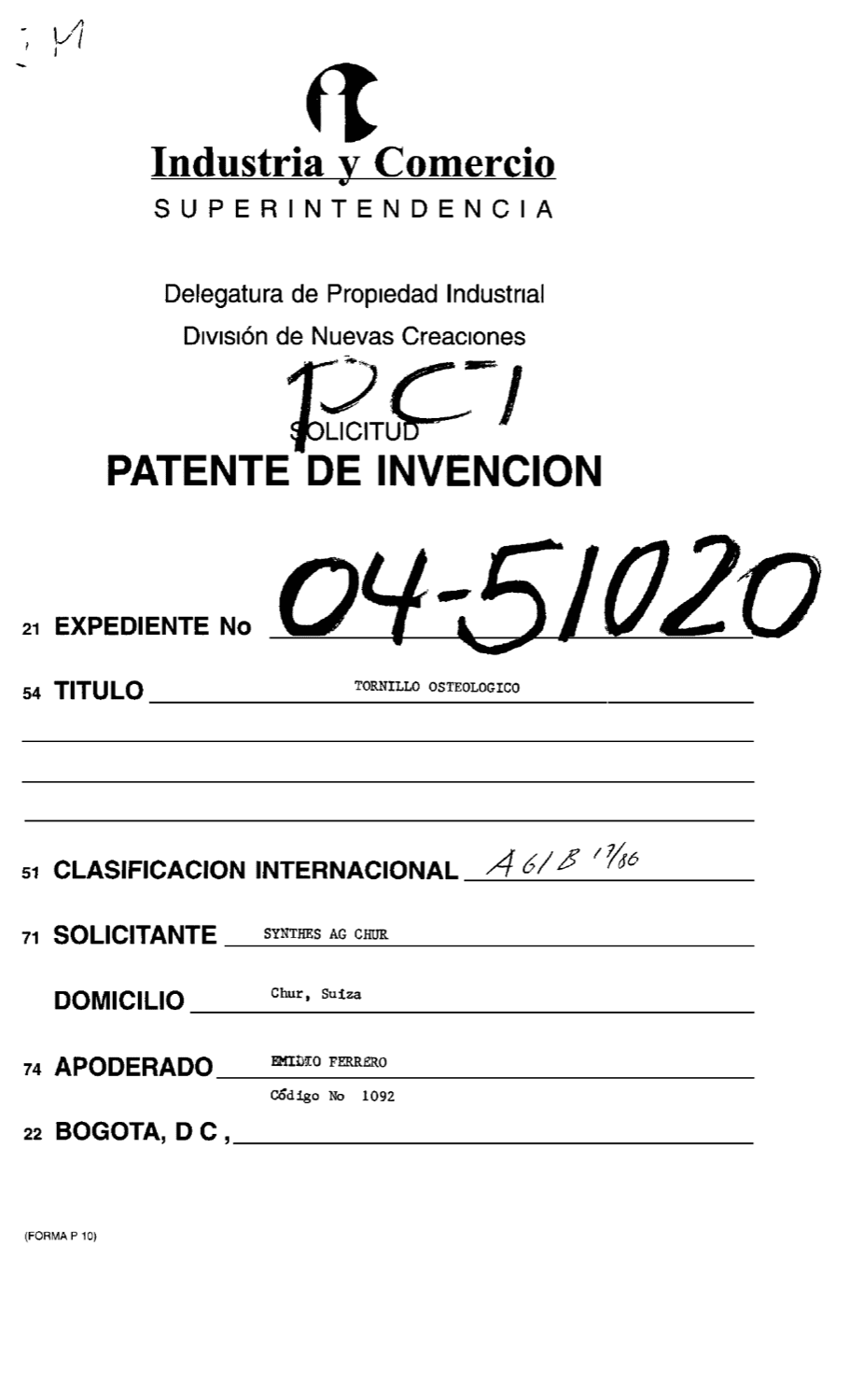 TORNILLO OSTEOLÒGICO