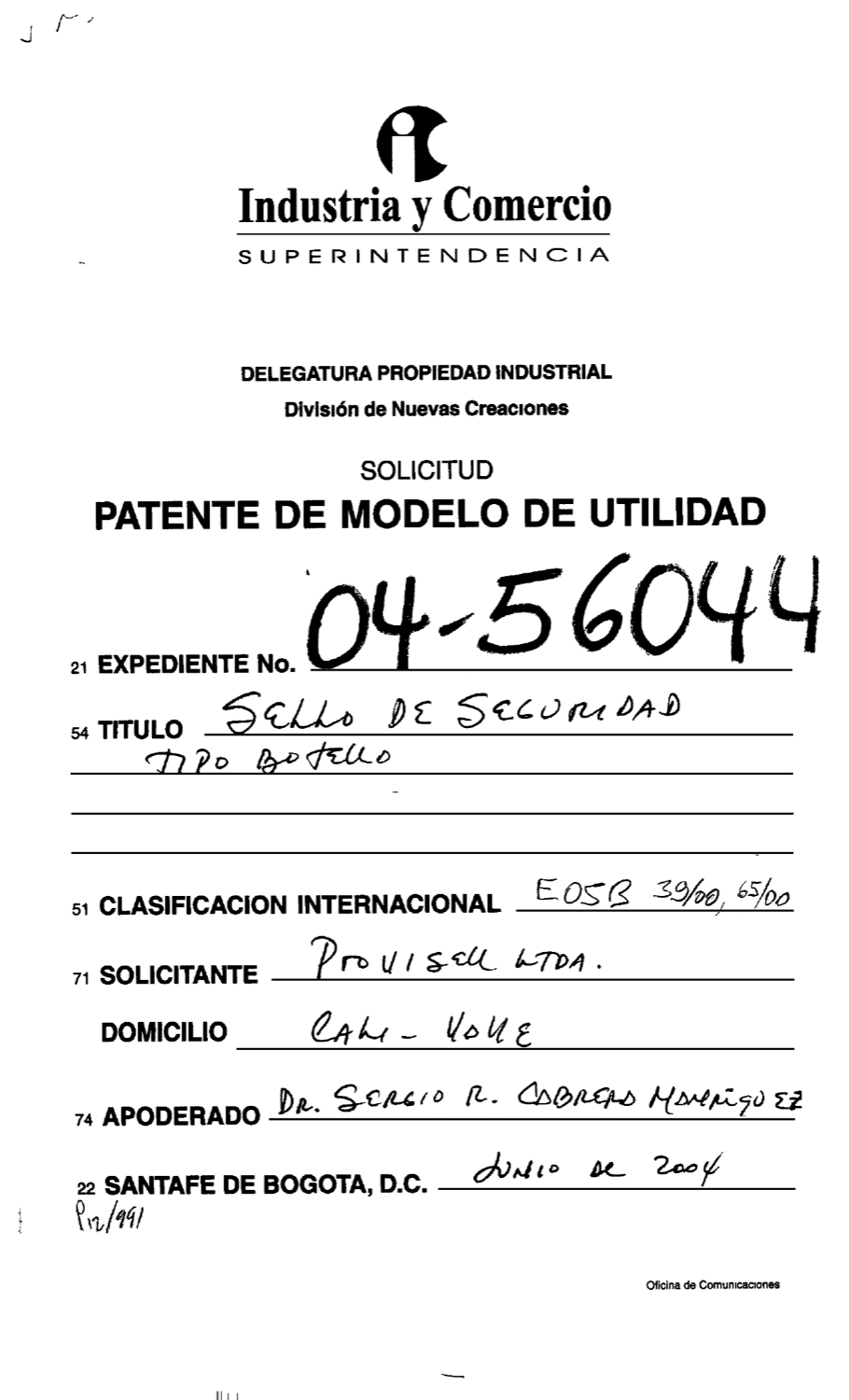SELLO DE SEGURIDAD TIPO BOTELLA