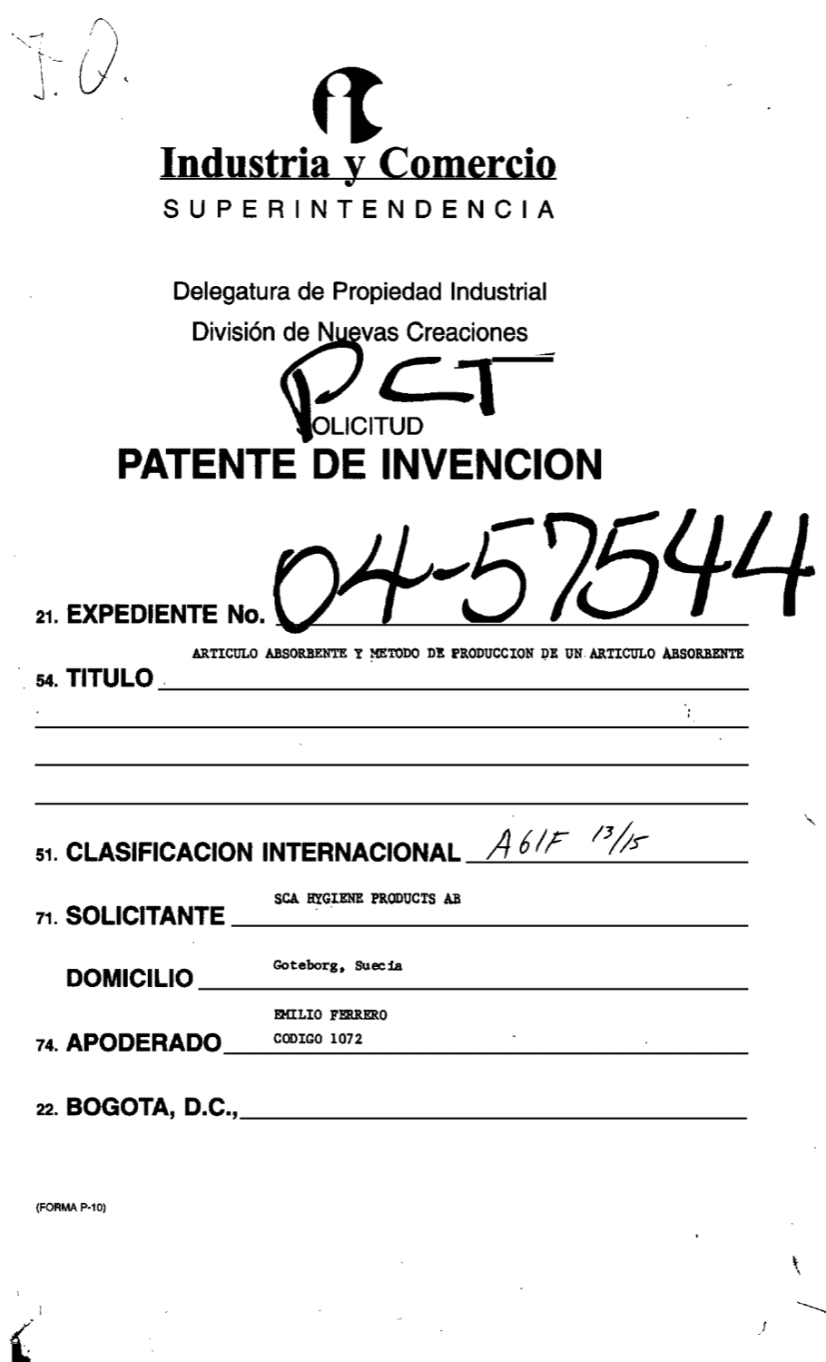 ARTÍCULO ABSORBENTE
