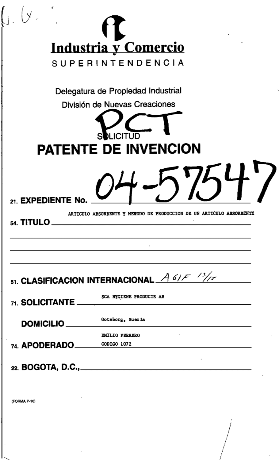 ARTICULO ABSORBENTE CON CAVIDADES