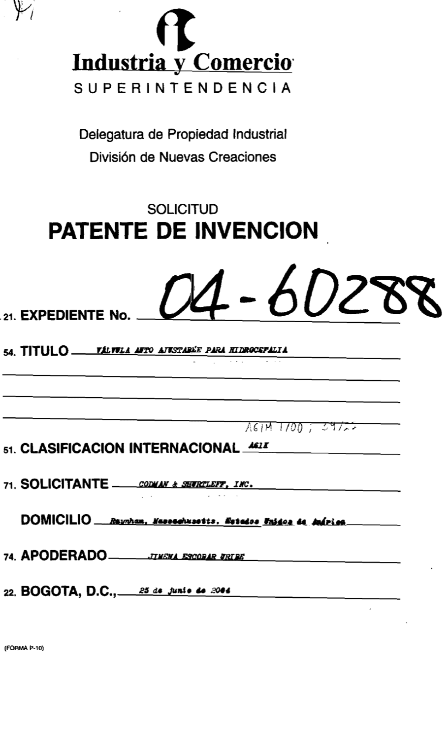 VÁLVULA AUTO AJUSTABLE PARA HIDROCEFALIA