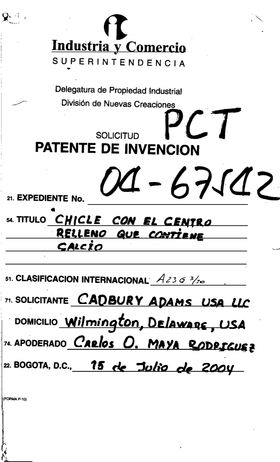 CHICLE CON CENTRO RELLENO QUE CONTIENE CALCIO