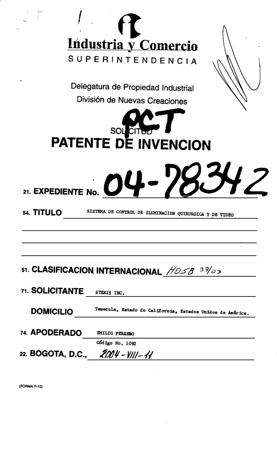 SISTEMA DE CONTROL DE ILUMINACION QUIRURGICA Y DE VIDEO
