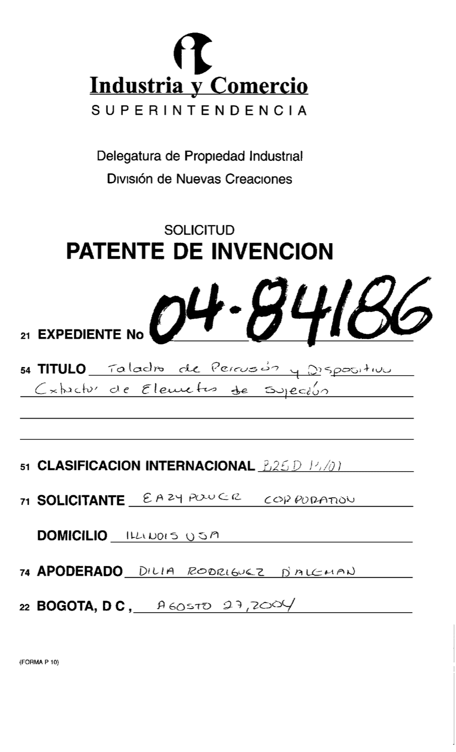 TALADRO DE PERCUSION Y DISPOSITIVO EXTRACTOR DE ELEMENTOS DE SUJECION