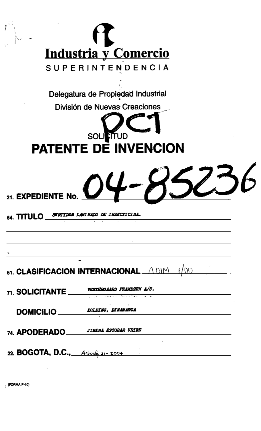 SURTIDOR LAMINADO DE INSECTICIDA