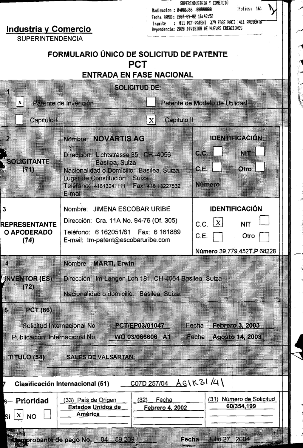 SALES DE VALSARTAN