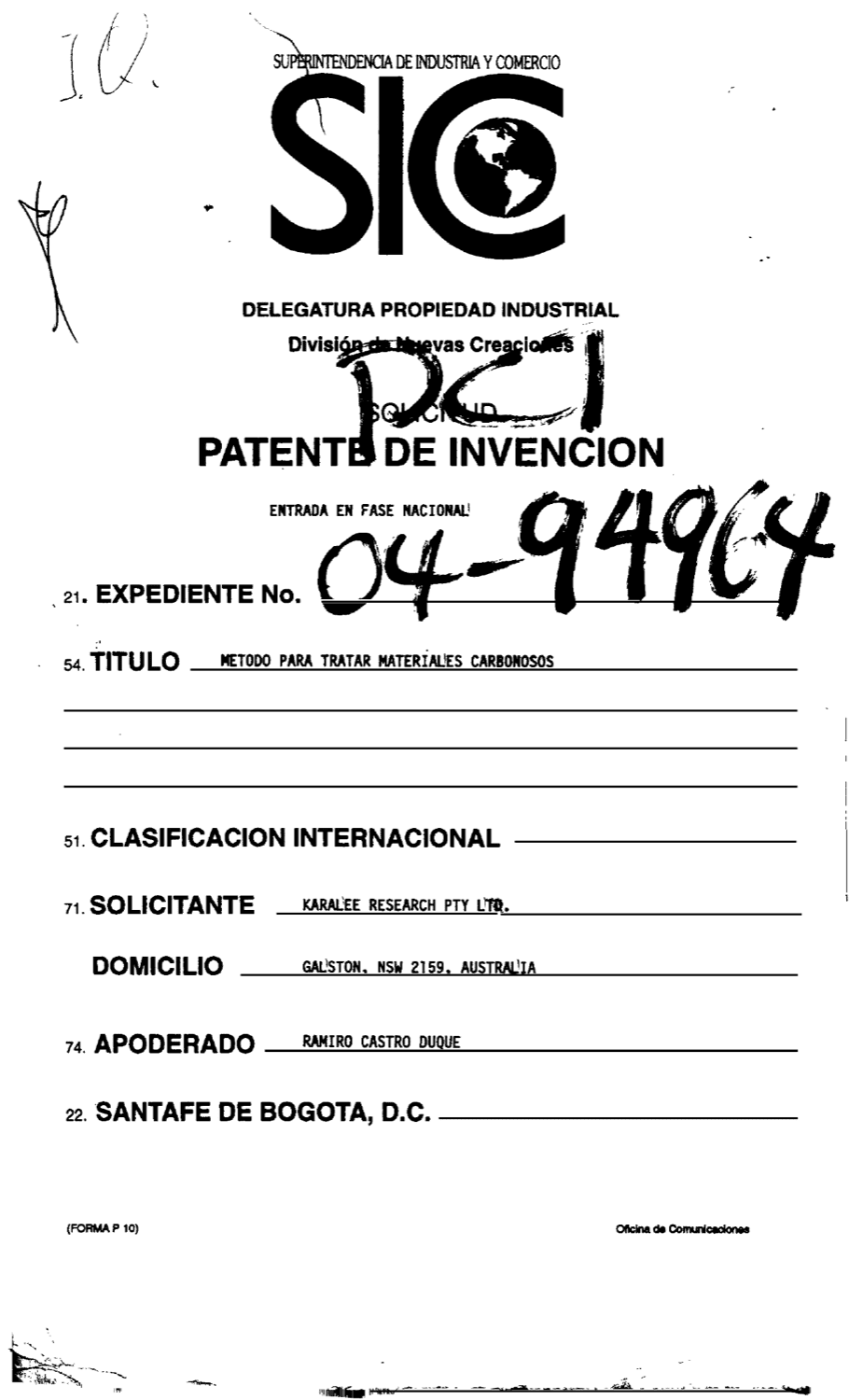 METODO PARA TRATAR MATERIALES CARBONOSOS