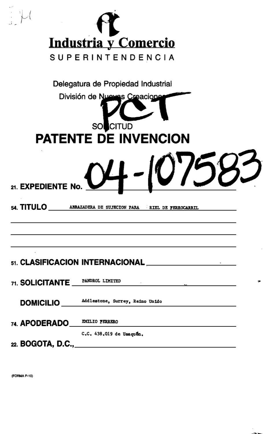 ABRAZADERA DE SUJECIÓN PARA RIEL DE FERROCARRIL