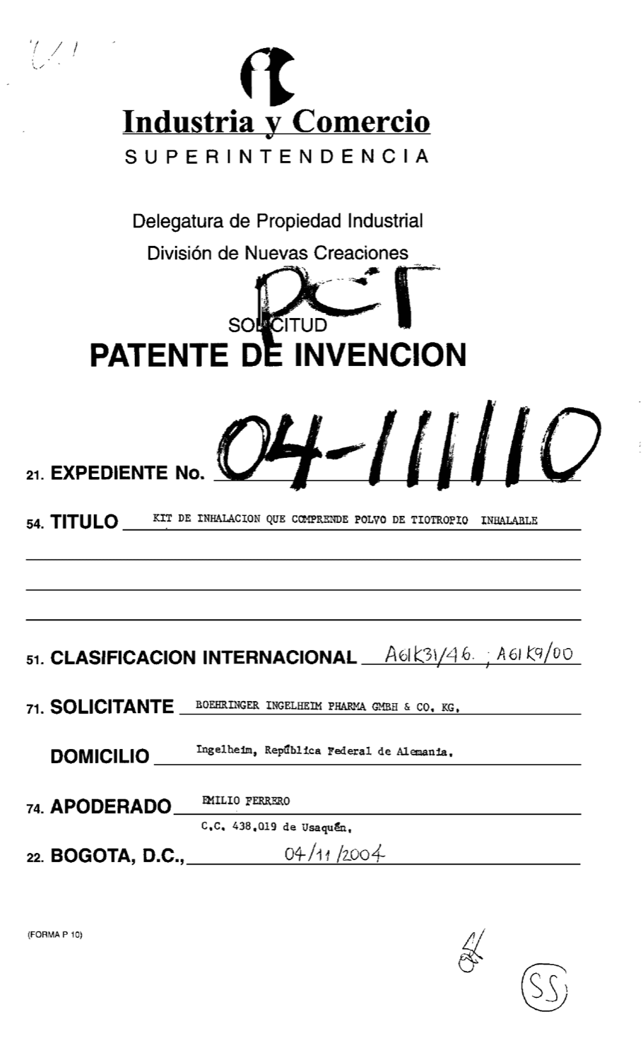 KIT DE INHALACION QUE COMPRENDE POLVO DE TIOTROPIO INHALABLE