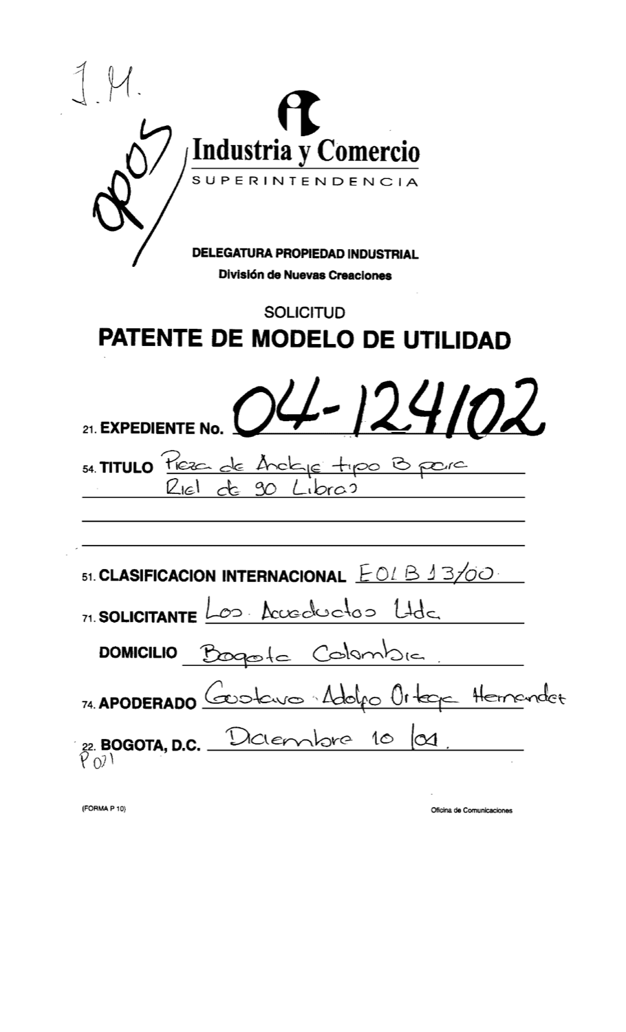 PIEZA DE ANCLAJE TIPO B PARA RIEL DE 90 LIBRAS
