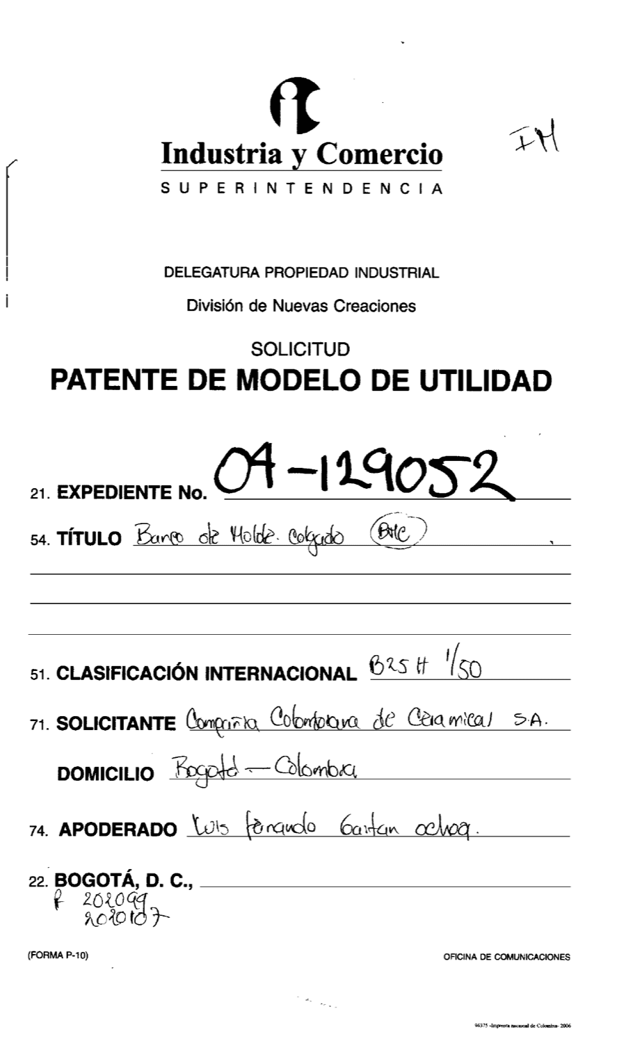 BANCO DE MOLDE COLGADO B M C