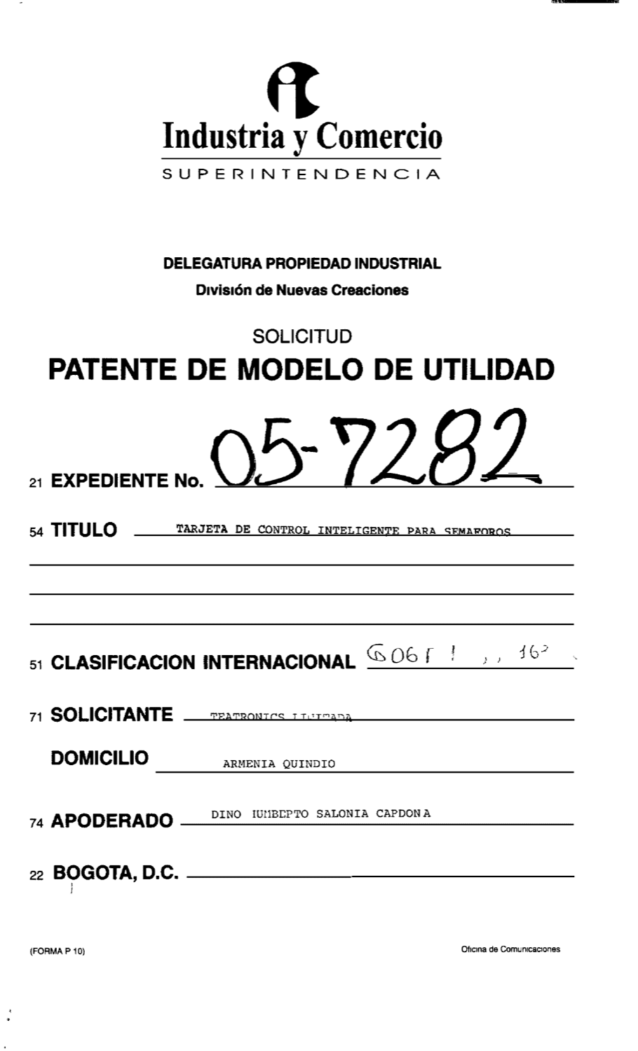 TARJETA DE CONTROL INTELIGENTE PARA SEMAFOROS
