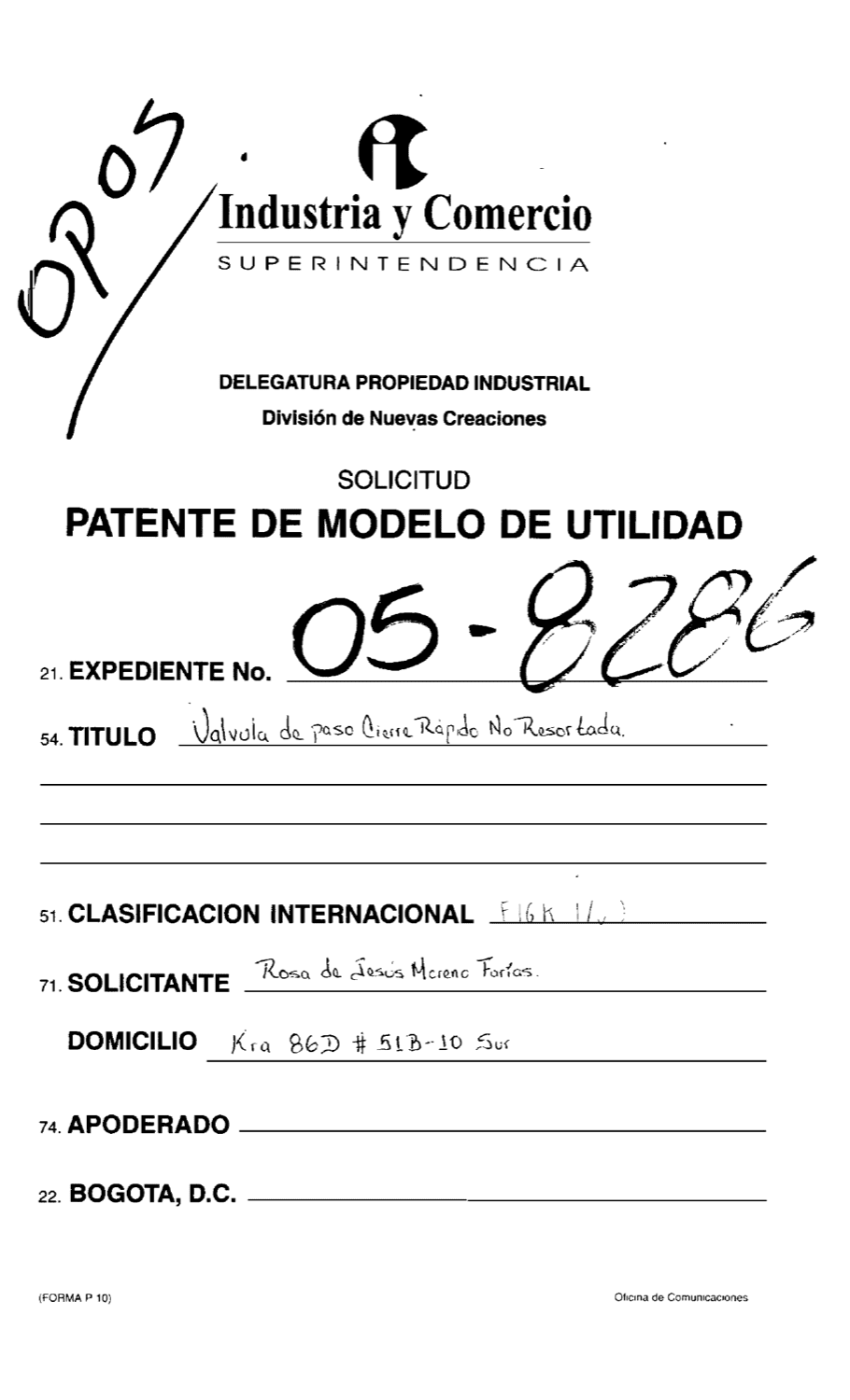 VALVULA DE PASO CIERRE RAPIDO NO RESORTADO