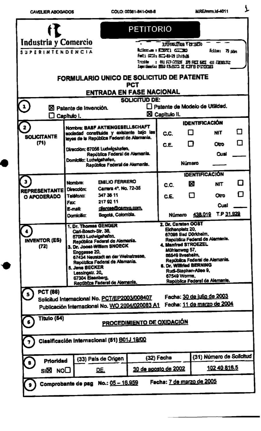 PROCEDIMIENTO DE OXIDACION