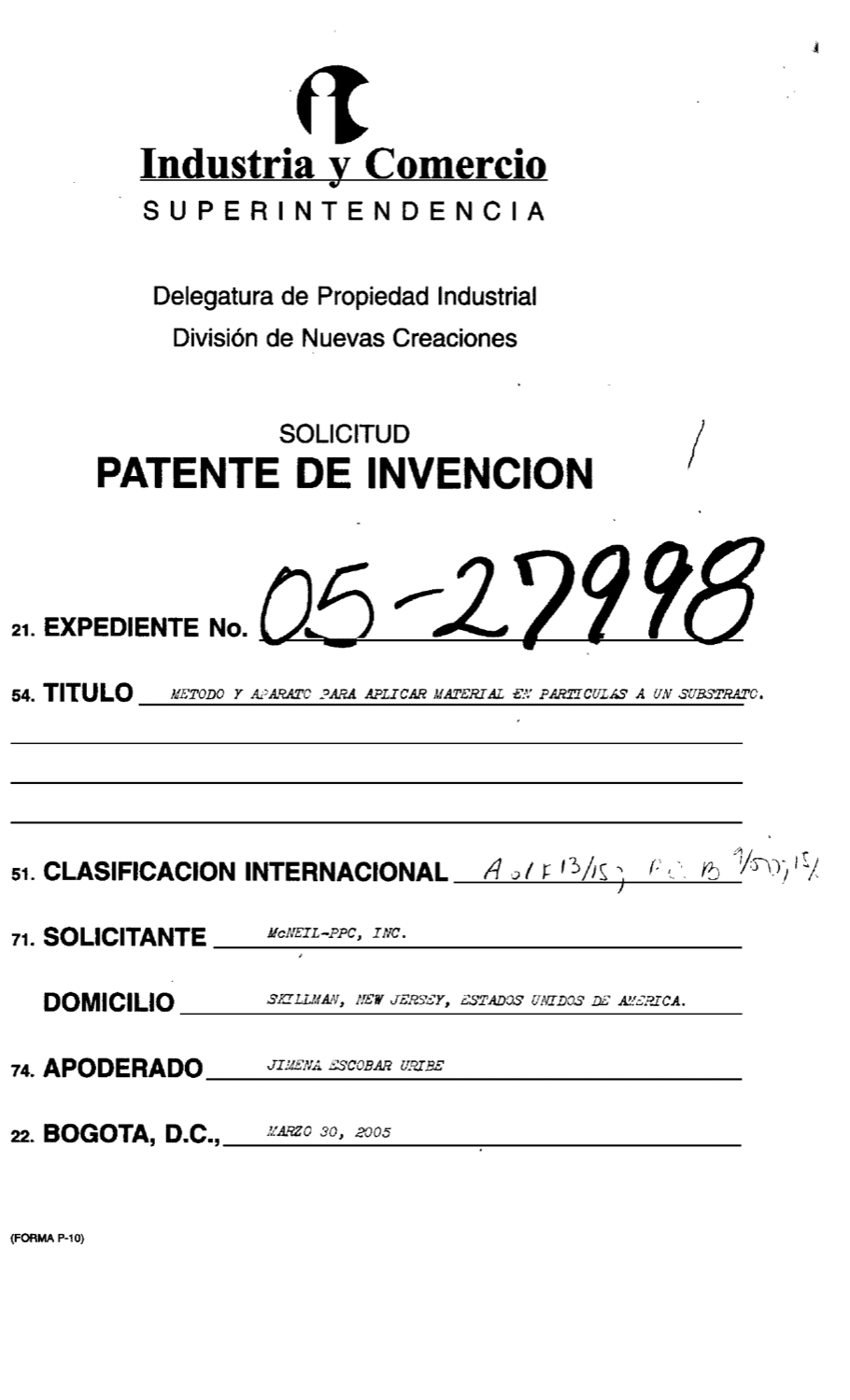 MÉTODO Y APARATO PARA APLICAR MATERIAL EN PARTÍCULAS A UN SUBSTRATO