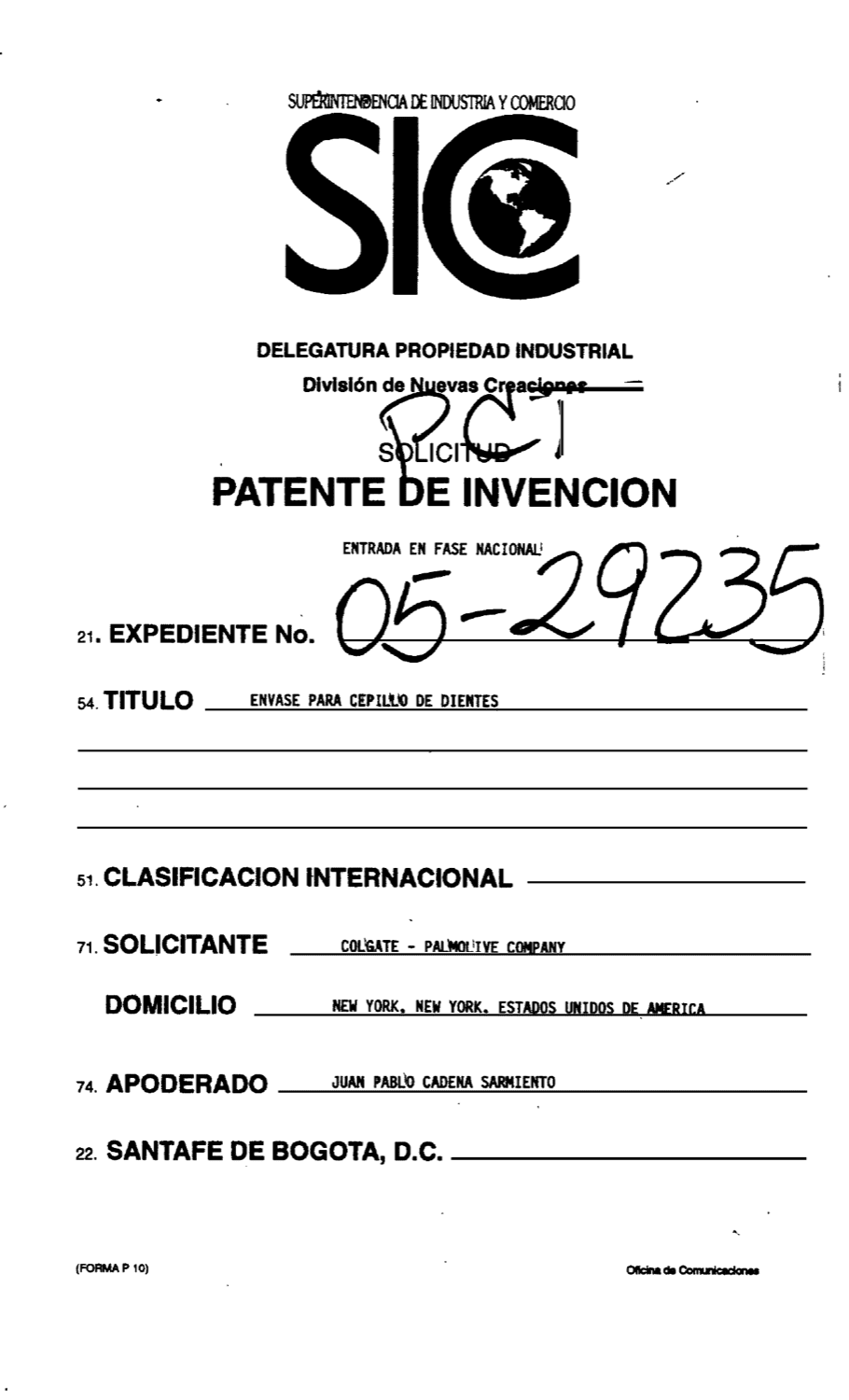 ENVASE PARA CEPILLO DE DIENTES