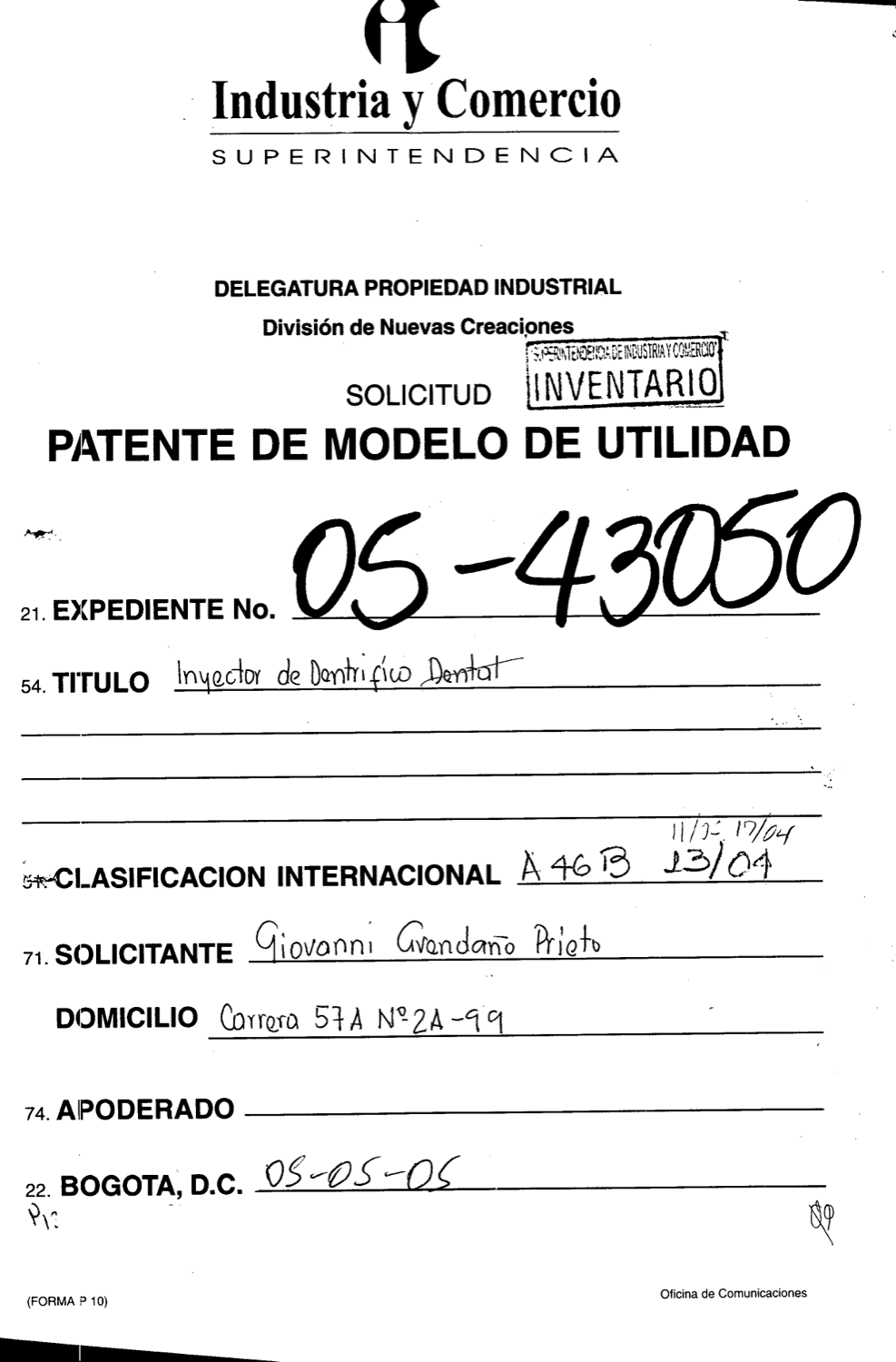 INYECTOR DE DENTRIFICO DENTAL