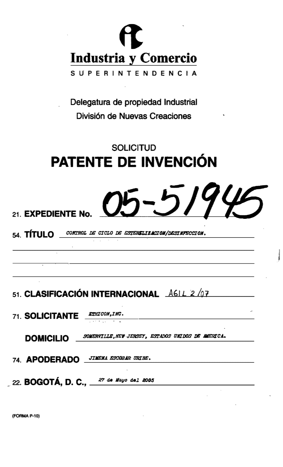 CONTROL DE CICLO DE ESTERILIZACION/DESINFECCION