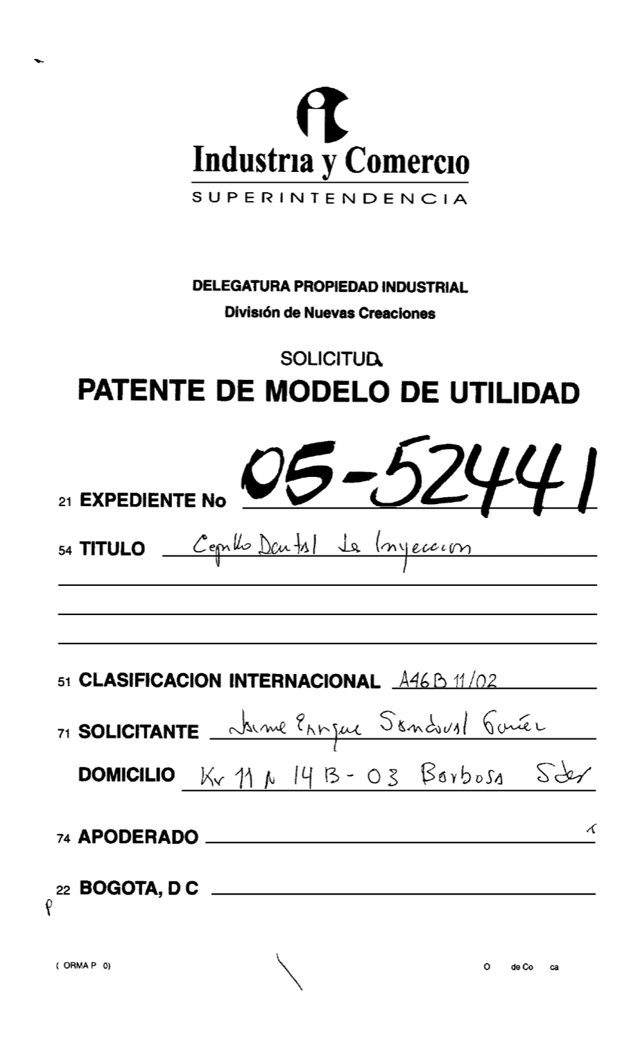 CEPILLO DENTAL DE INYECCION