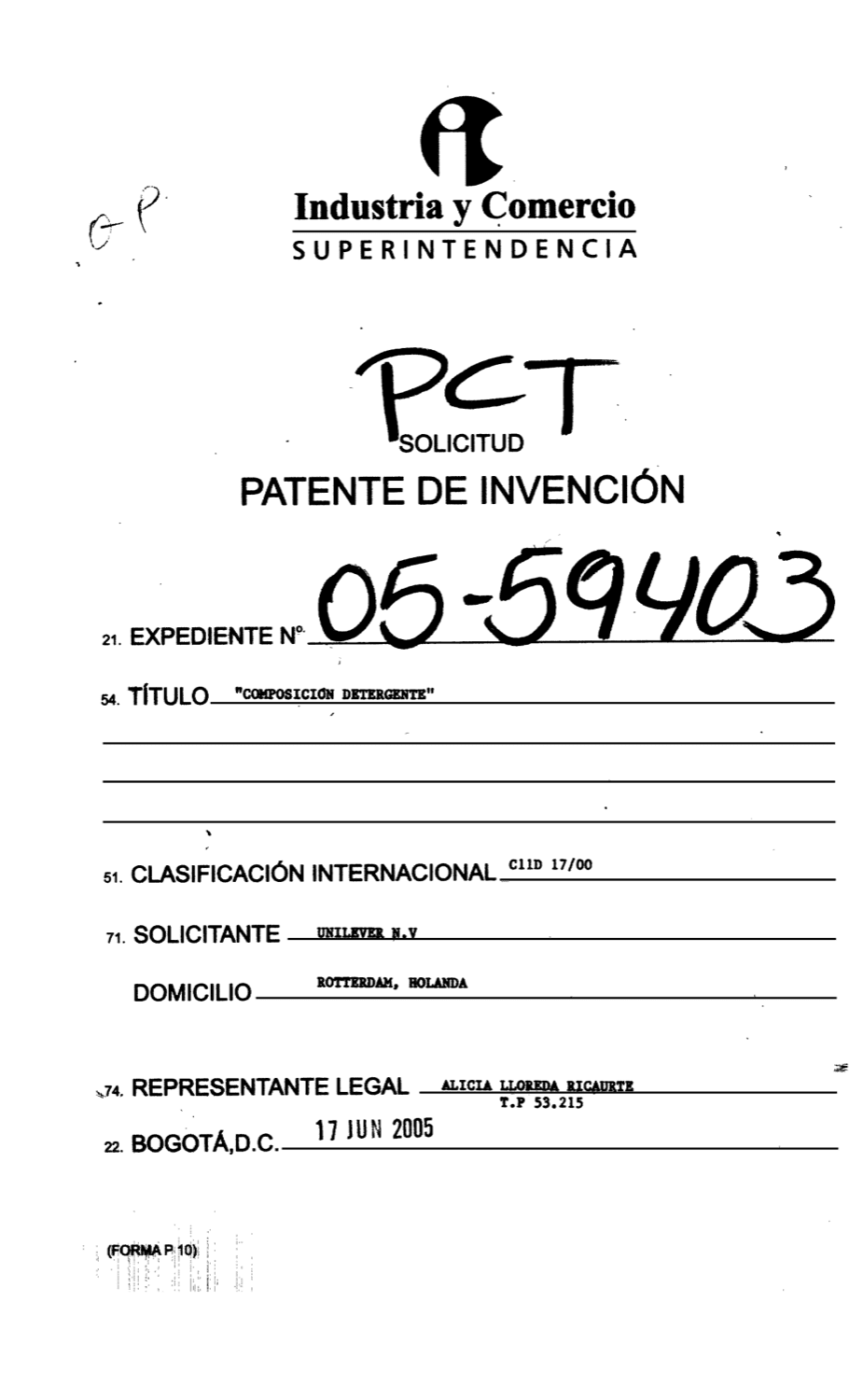 COMPOSICION DETERGENTE .
