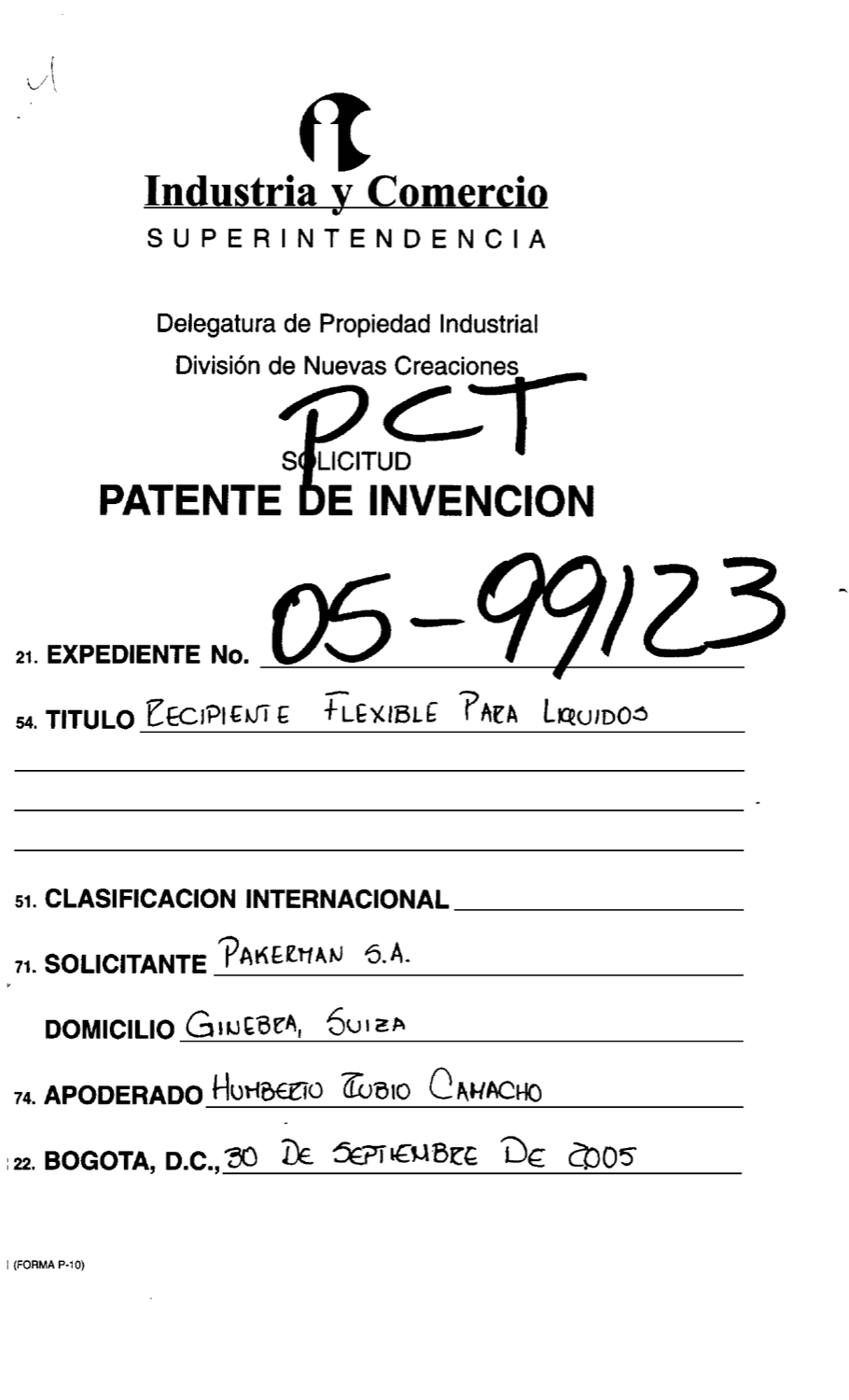 RECIPIENTE FLEXIBLE PARA LIQUIDOS