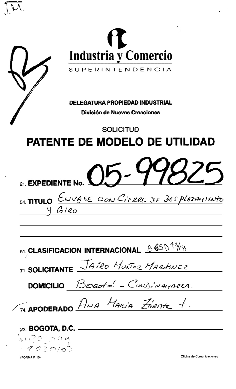 ENVASE CON CIERRE DE DESPLAZAMIENTO